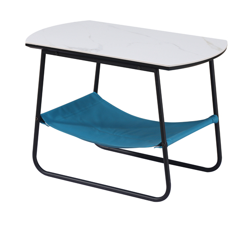 White Faux Marble Side Table