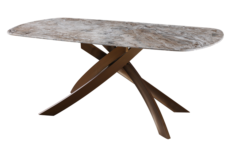 New Brush Metal Legs Dining Table
