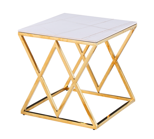 Faux Marble Gold End Table