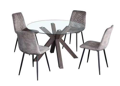 Round Glass Dining Table with 4 Chairs, Dining room furniture, CE Furniture
