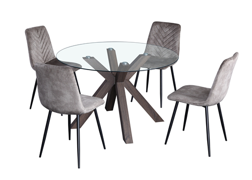 Round Glass Dining Table with 4 Chairs
