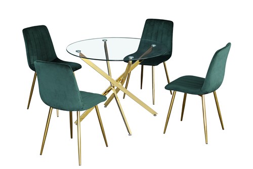 Gold Glass Dining Set For 4