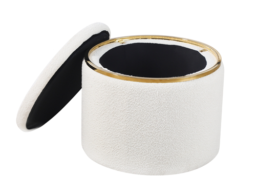 Round White Ottomans with Storage