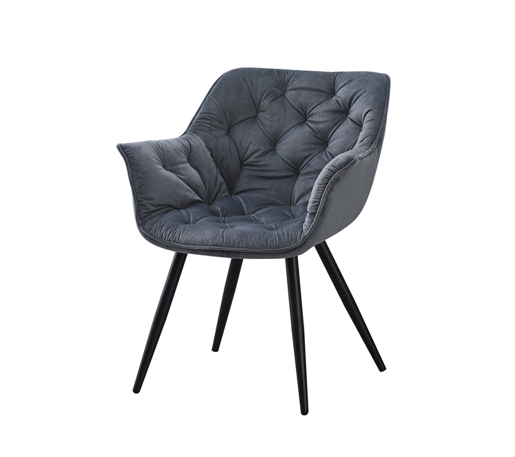 Gray Tufted Back Dining Armchair