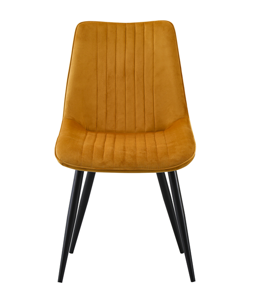 Mustard Velvet Metal Dining Chair