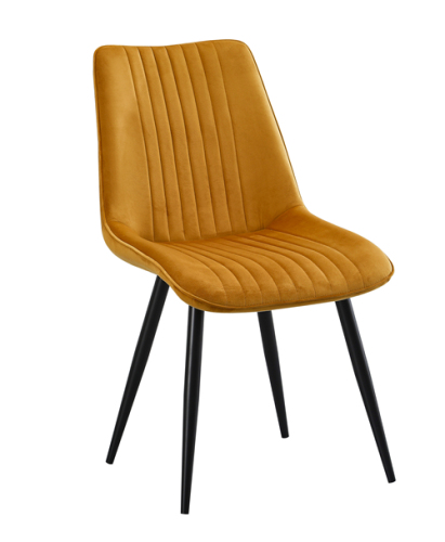 Mustard Velvet Metal Dining Chair