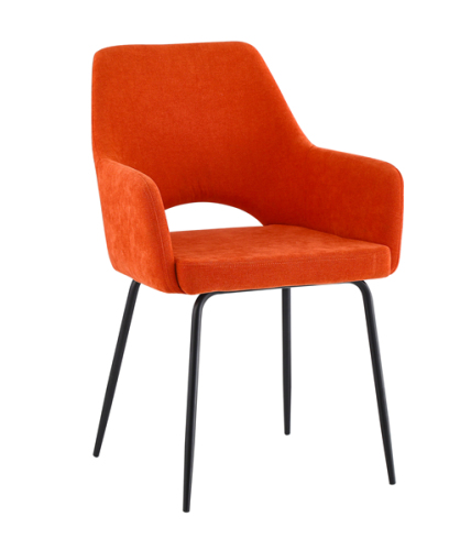 Orange Fabric Arm Dining Chair