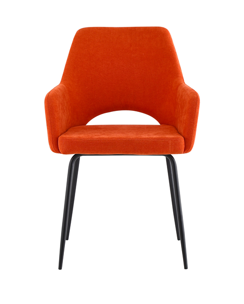Orange Fabric Arm Dining Chair
