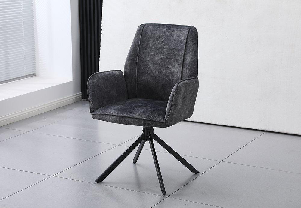 Grey Vintage Velvet Swivel Chair