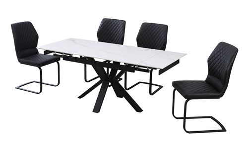 White Extendable Dining Table and 6 Chairs