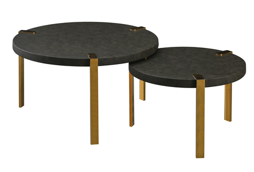 Round Gold Coffee Table Set