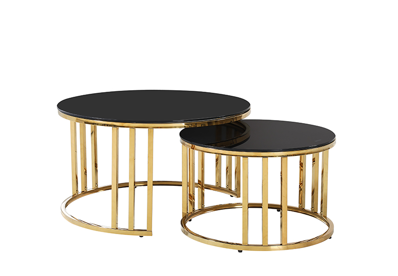 Black Tempered Glass Nest of Tables
