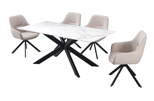 White Rectangle Marble Dining Table