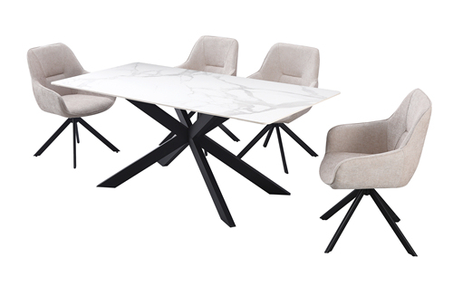 White Rectangle Marble Dining Table