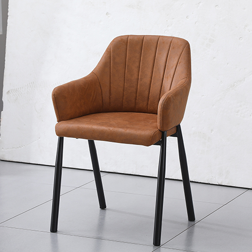 Rust Orange Leather Dining Chair