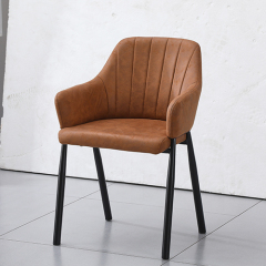 Rust Orange Leather Dining Chair