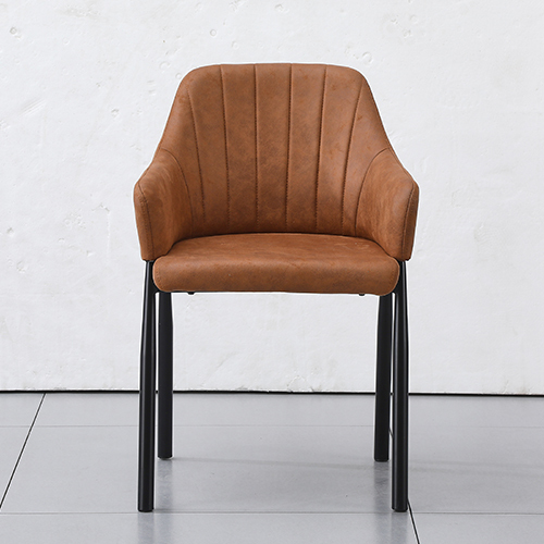 Rust Orange Leather Dining Chair