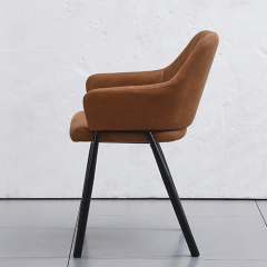 Rust Orange Leather Dining Chair