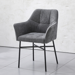 Grey Armchair with Square Tufted