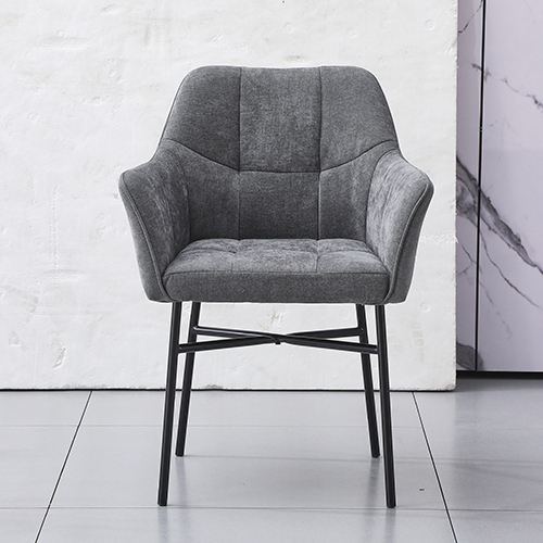 Grey Armchair with Square Tufted