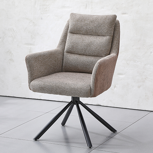 Khaki Swivel Chair With Two Kinds Of Fabric