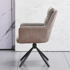 Khaki Swivel Chair With Two Kinds Of Fabric
