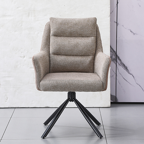 Khaki Swivel Chair With Two Kinds Of Fabric