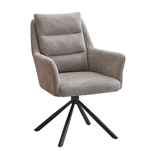 Khaki Swivel Chair With Two Kinds Of Fabric