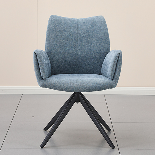 Blue Linen Swivel Chair