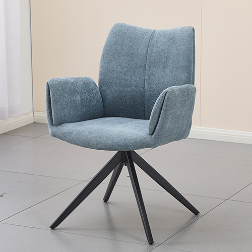 Blue Linen Swivel Chair