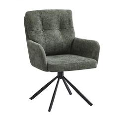 Green Swivel Chair with Button Decor