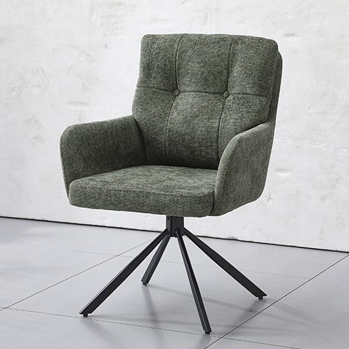 Green Swivel Chair with Button Decor