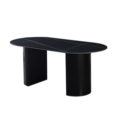 Black Round Rectangle Dining Table