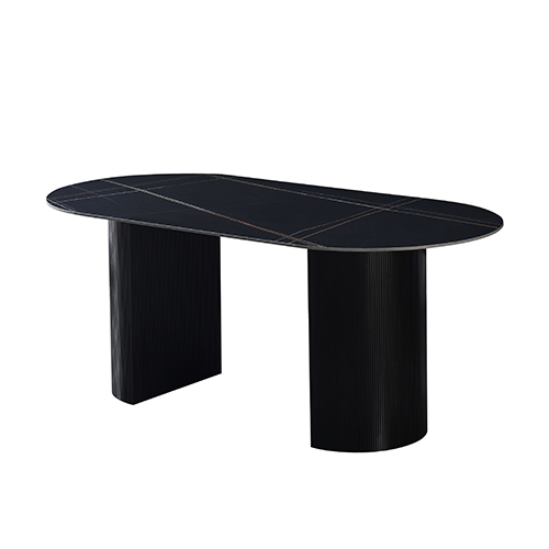 Black Round Rectangle Dining Table