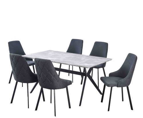 Marble Color Dining Set With 6 Seater
