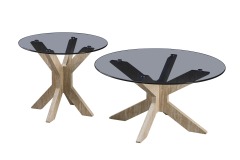 Yellow Travertine and Glass Coffee Table