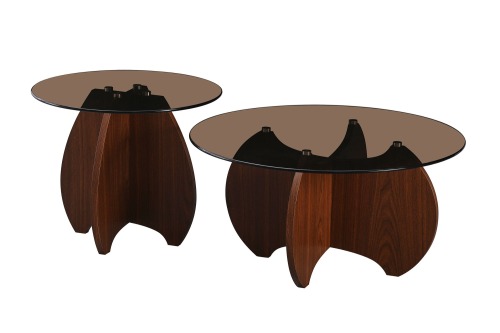 Walnut and Glass Coffee Table