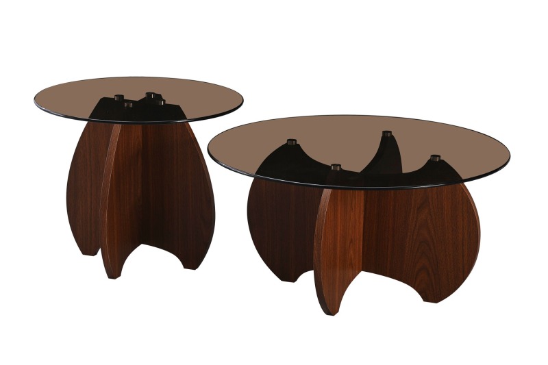 Walnut and Glass Coffee Table