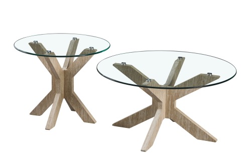 Yellow Travertine and Glass Coffee Table