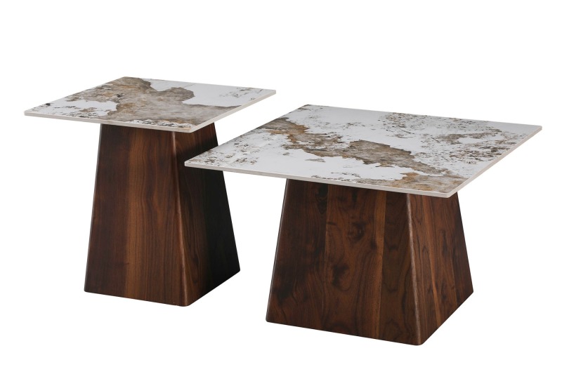 Walnut And Marble Color Coffee Table