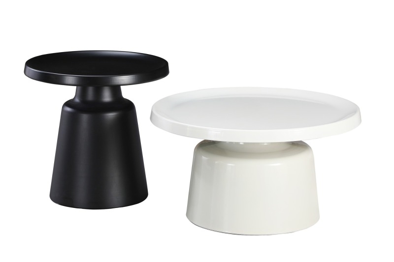 Cream And Black Coffee Table Set