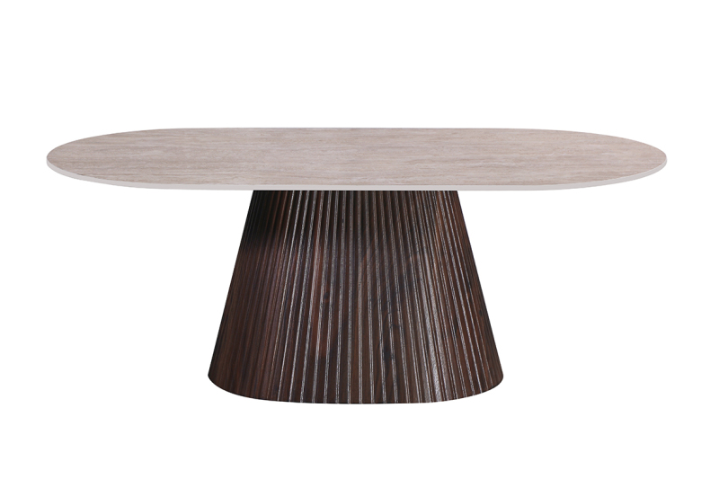 Walnut and Travertine Coffee Table