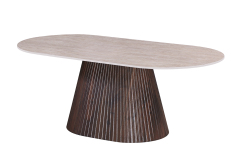 Walnut and Travertine Coffee Table