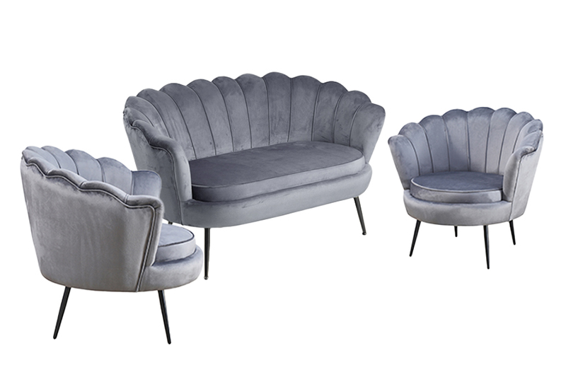 Gray Shell Contour Sofa Set
