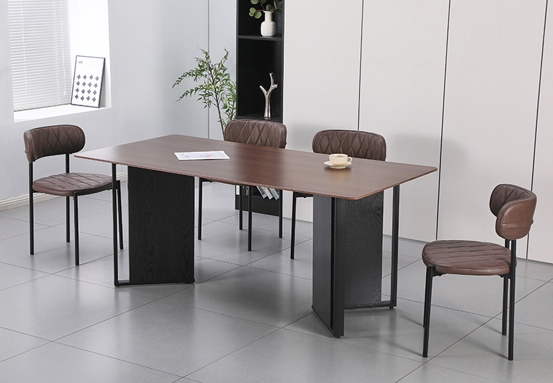 Walnut Grain Minimalist Dining Table