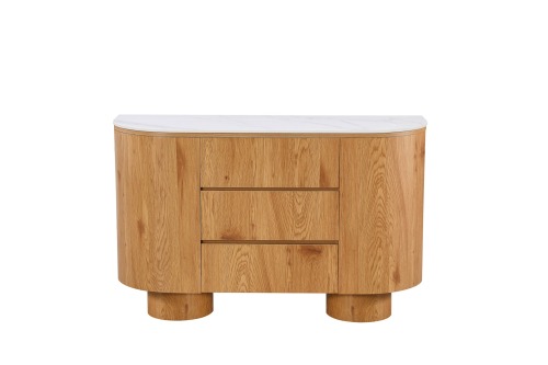 Oak &amp; Marble Curved Sideboard