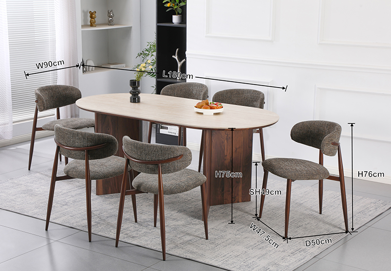 Vintage Walnut 1+6 Dining Set