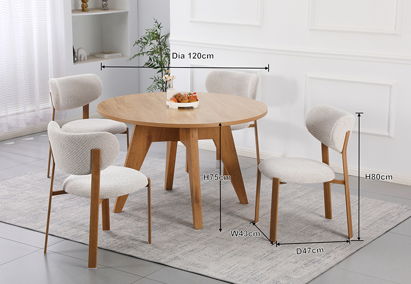 Natural Oak Style 1+4 Dining Set