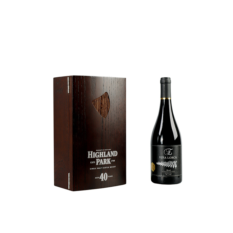 Fullrich High-quality solid wood dark brown arc opening Chinese wine bottle packing box