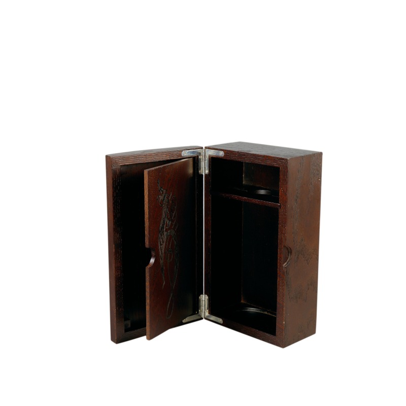 Fullrich High-quality solid wood dark brown arc opening Chinese wine bottle packing box